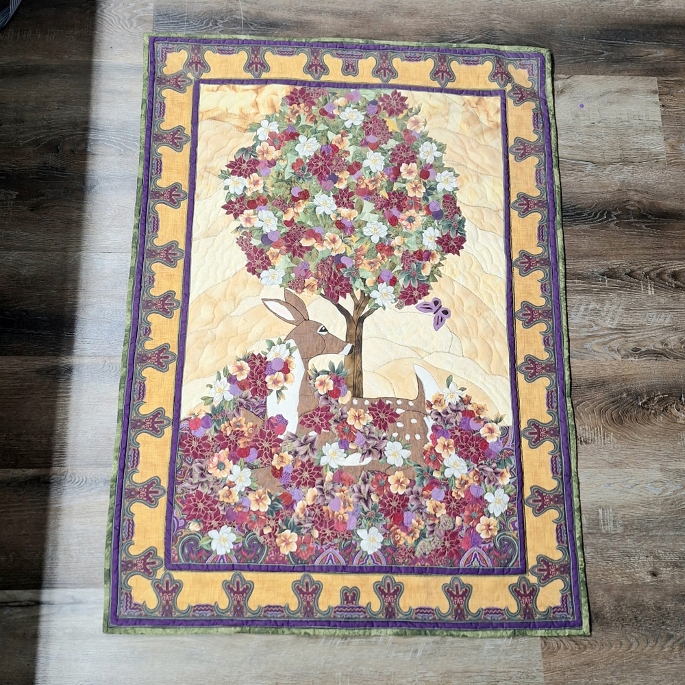 Hand Crafted "Tree of Life" 1997 Quilted Wall Hanging/Tapestry 36.75 X 50